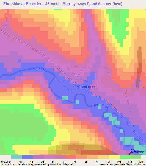 Zbroshkovo,Ukraine Elevation Map