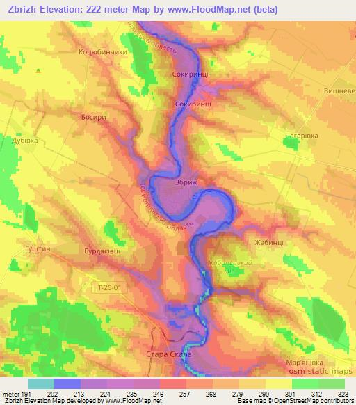 Zbrizh,Ukraine Elevation Map