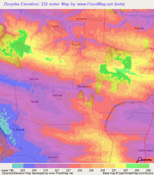 Zboyska,Ukraine Elevation Map