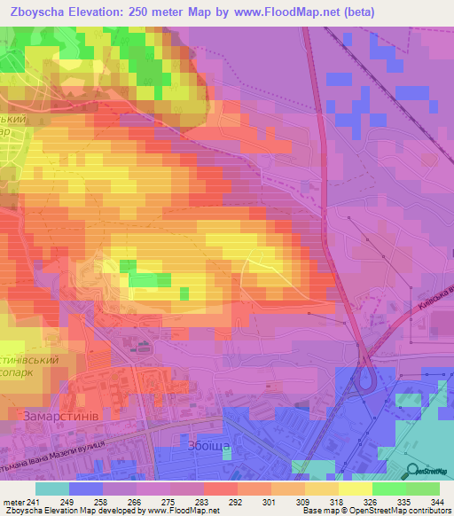 Zboyscha,Ukraine Elevation Map