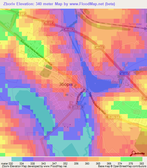 Zboriv,Ukraine Elevation Map