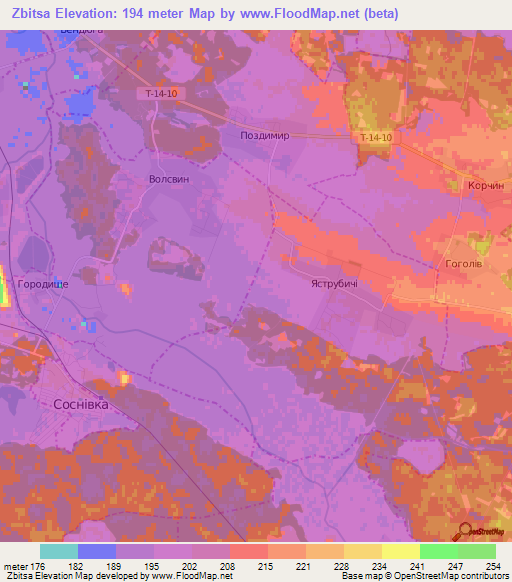 Zbitsa,Ukraine Elevation Map