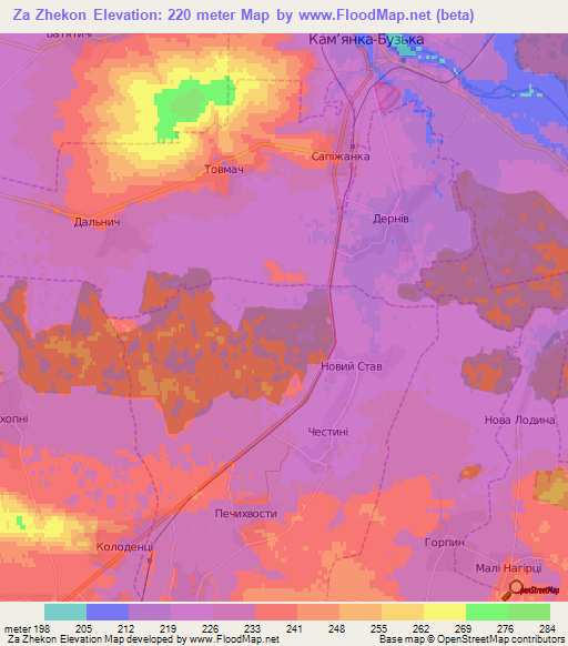 Za Zhekon,Ukraine Elevation Map