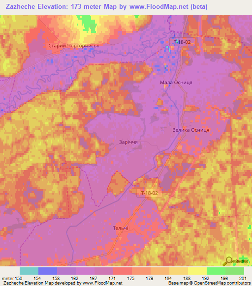 Zazheche,Ukraine Elevation Map