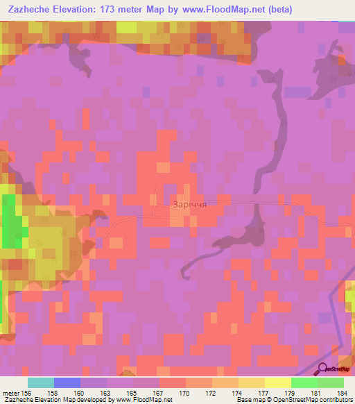 Zazheche,Ukraine Elevation Map