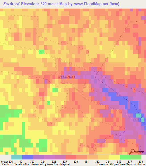 Zazdrost',Ukraine Elevation Map
