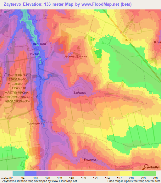 Zaytsevo,Ukraine Elevation Map
