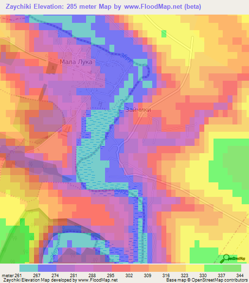 Zaychiki,Ukraine Elevation Map