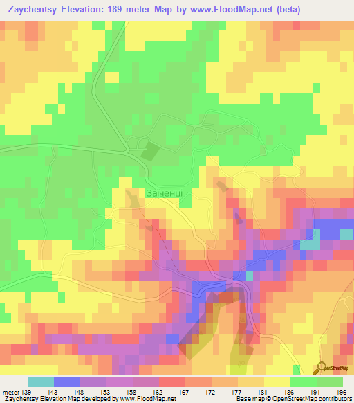 Zaychentsy,Ukraine Elevation Map