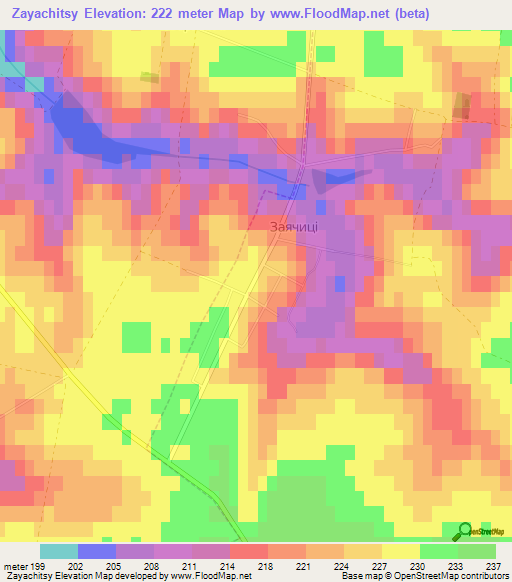 Zayachitsy,Ukraine Elevation Map