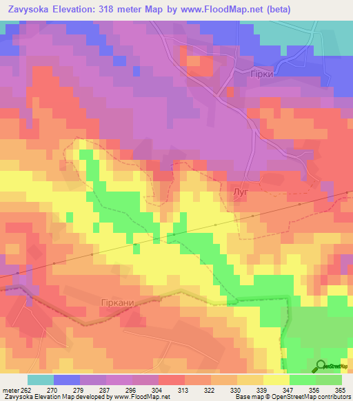 Zavysoka,Ukraine Elevation Map