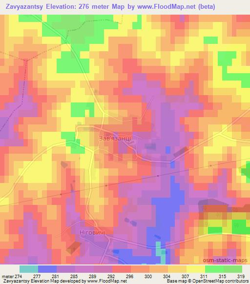 Zavyazantsy,Ukraine Elevation Map