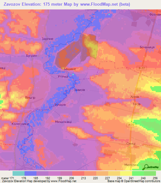 Zavozov,Ukraine Elevation Map