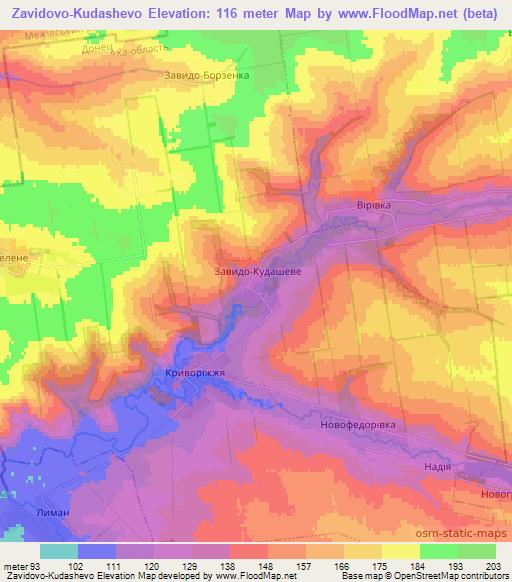 Zavidovo-Kudashevo,Ukraine Elevation Map