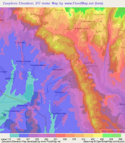 Zavydovo,Ukraine Elevation Map