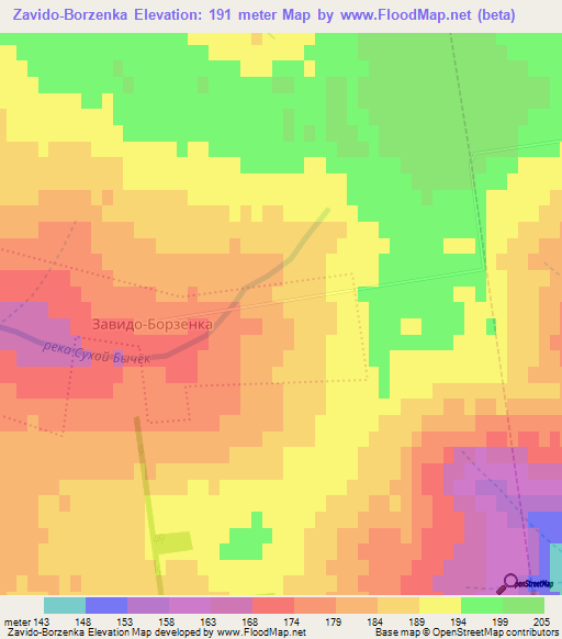 Zavido-Borzenka,Ukraine Elevation Map