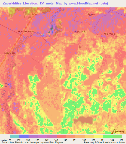 Zaverkhlitse,Ukraine Elevation Map