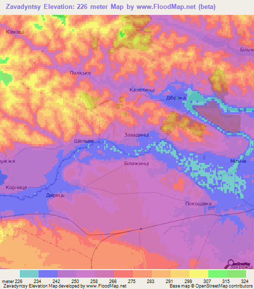 Zavadyntsy,Ukraine Elevation Map