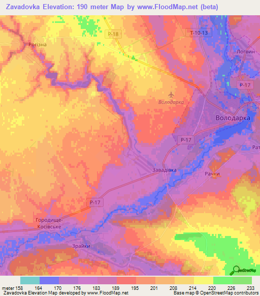 Zavadovka,Ukraine Elevation Map