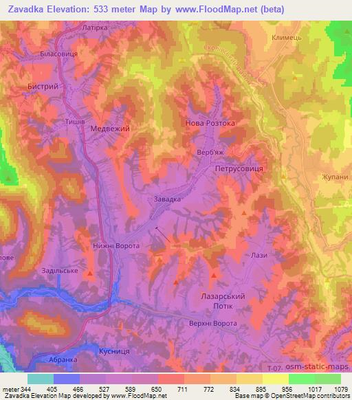 Zavadka,Ukraine Elevation Map