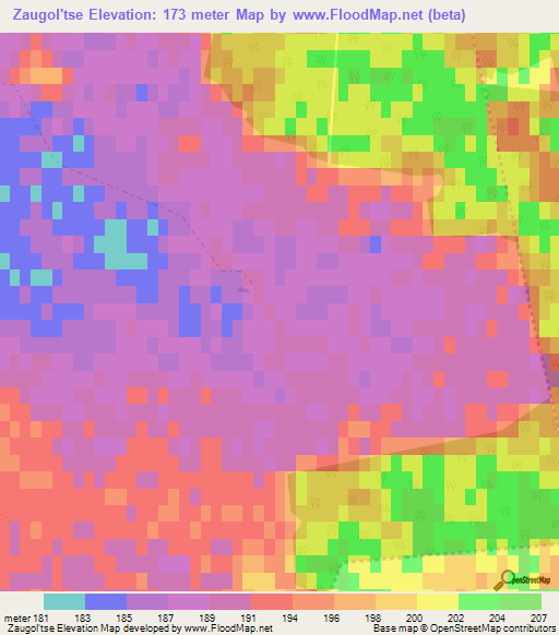Zaugol'tse,Ukraine Elevation Map