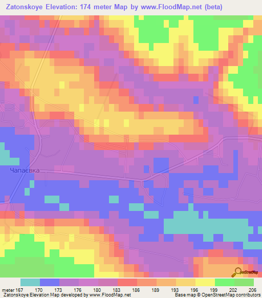 Zatonskoye,Ukraine Elevation Map