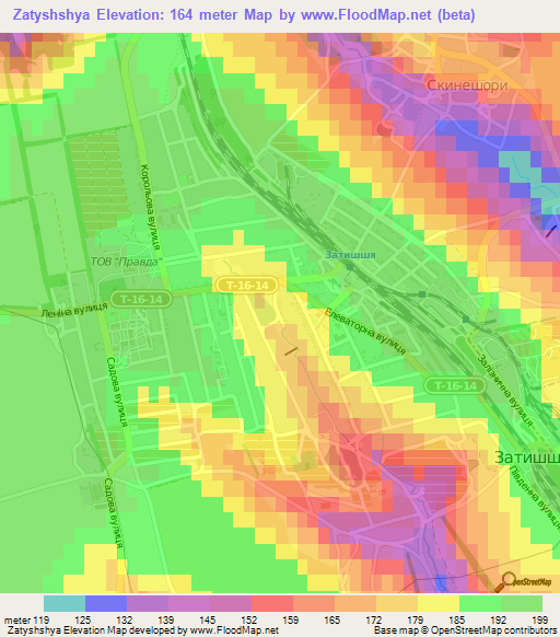 Zatyshshya,Ukraine Elevation Map