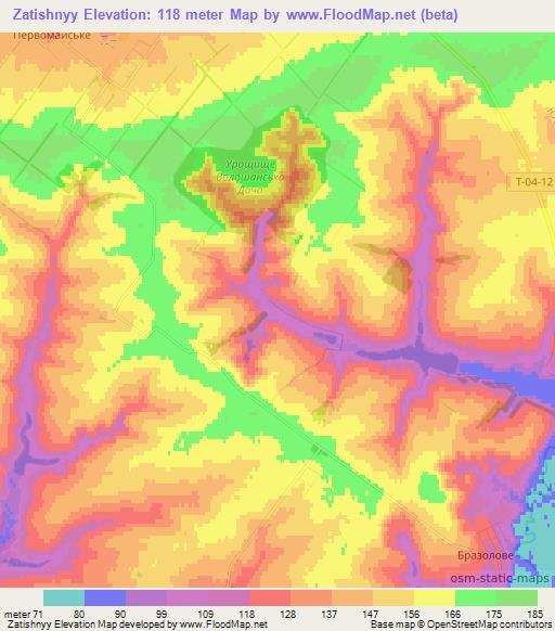 Zatishnyy,Ukraine Elevation Map