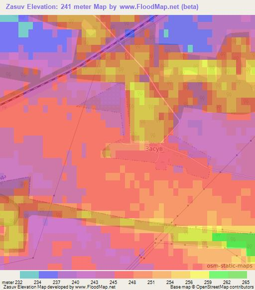 Zasuv,Ukraine Elevation Map
