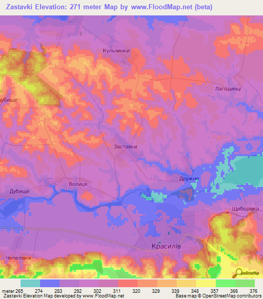 Zastavki,Ukraine Elevation Map
