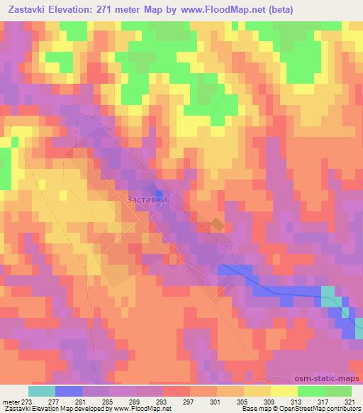 Zastavki,Ukraine Elevation Map