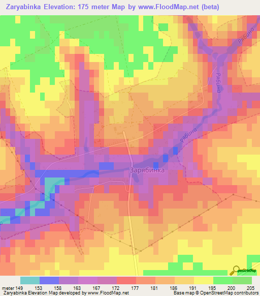 Zaryabinka,Ukraine Elevation Map