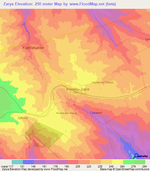 Zarya,Ukraine Elevation Map