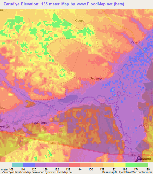 Zarud'ye,Ukraine Elevation Map