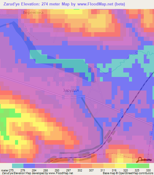 Zarud'ye,Ukraine Elevation Map