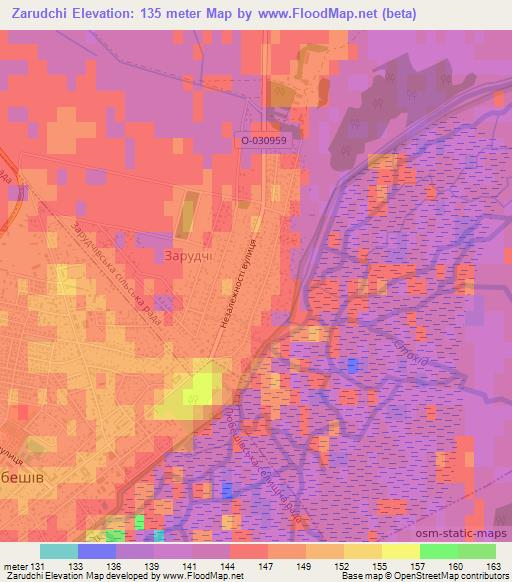 Zarudchi,Ukraine Elevation Map