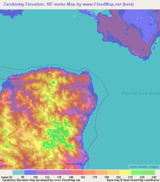 Zarubintsy,Ukraine Elevation Map