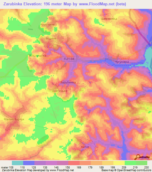 Zarubinka,Ukraine Elevation Map
