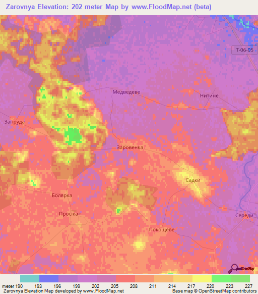 Zarovnya,Ukraine Elevation Map