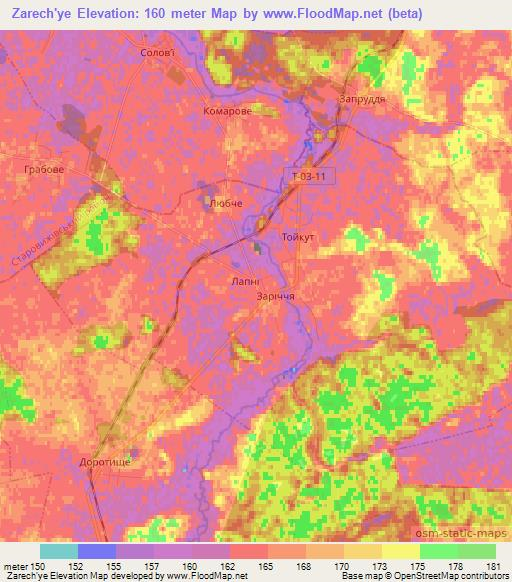 Zarech'ye,Ukraine Elevation Map