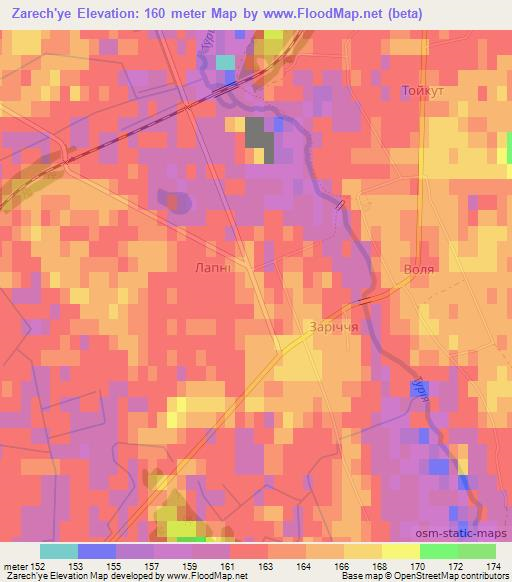 Zarech'ye,Ukraine Elevation Map