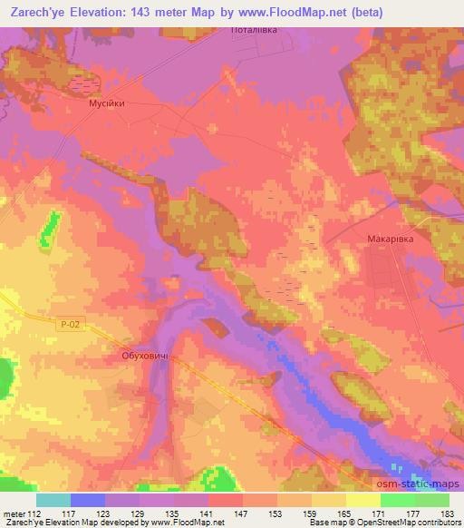 Zarech'ye,Ukraine Elevation Map
