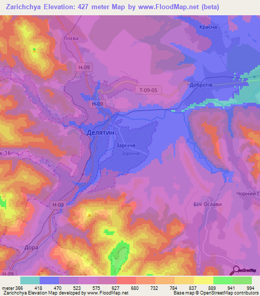 Zarichchya,Ukraine Elevation Map