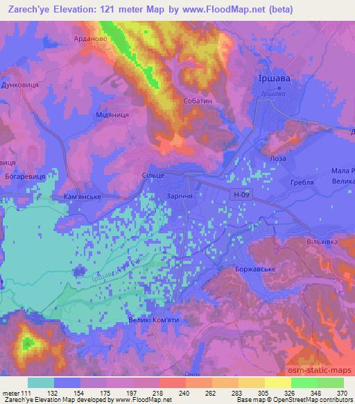 Zarech'ye,Ukraine Elevation Map