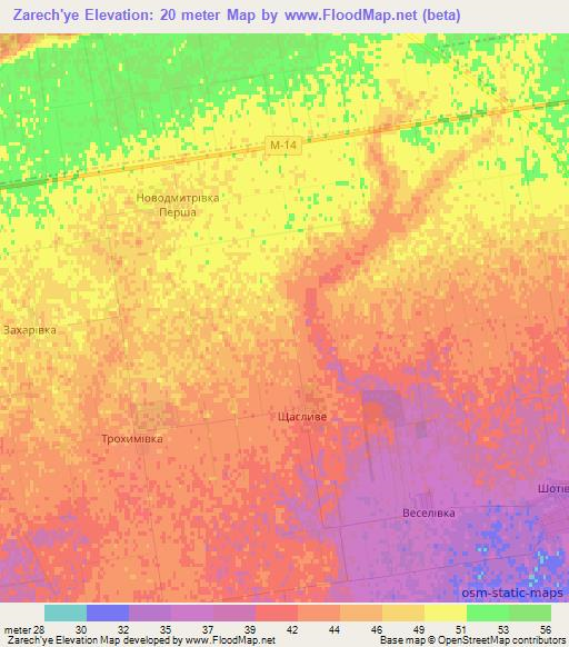 Zarech'ye,Ukraine Elevation Map