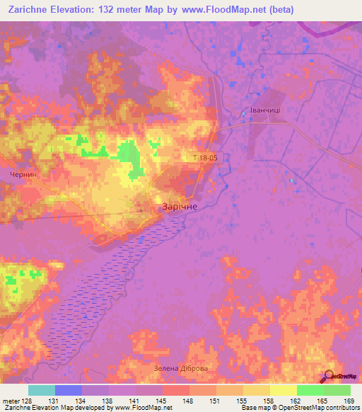 Zarichne,Ukraine Elevation Map