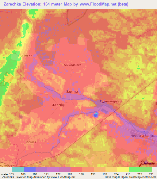 Zarechka,Ukraine Elevation Map