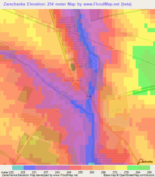 Zarechanka,Ukraine Elevation Map