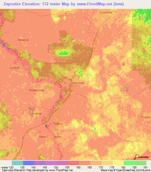 Zaprudze,Ukraine Elevation Map