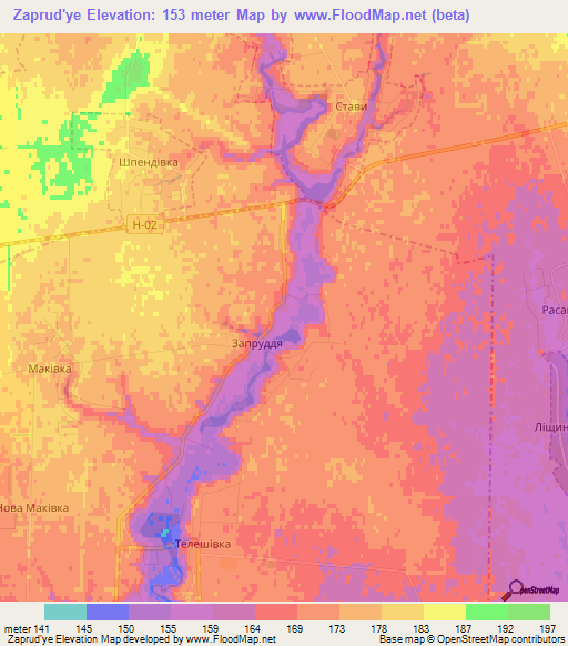 Zaprud'ye,Ukraine Elevation Map
